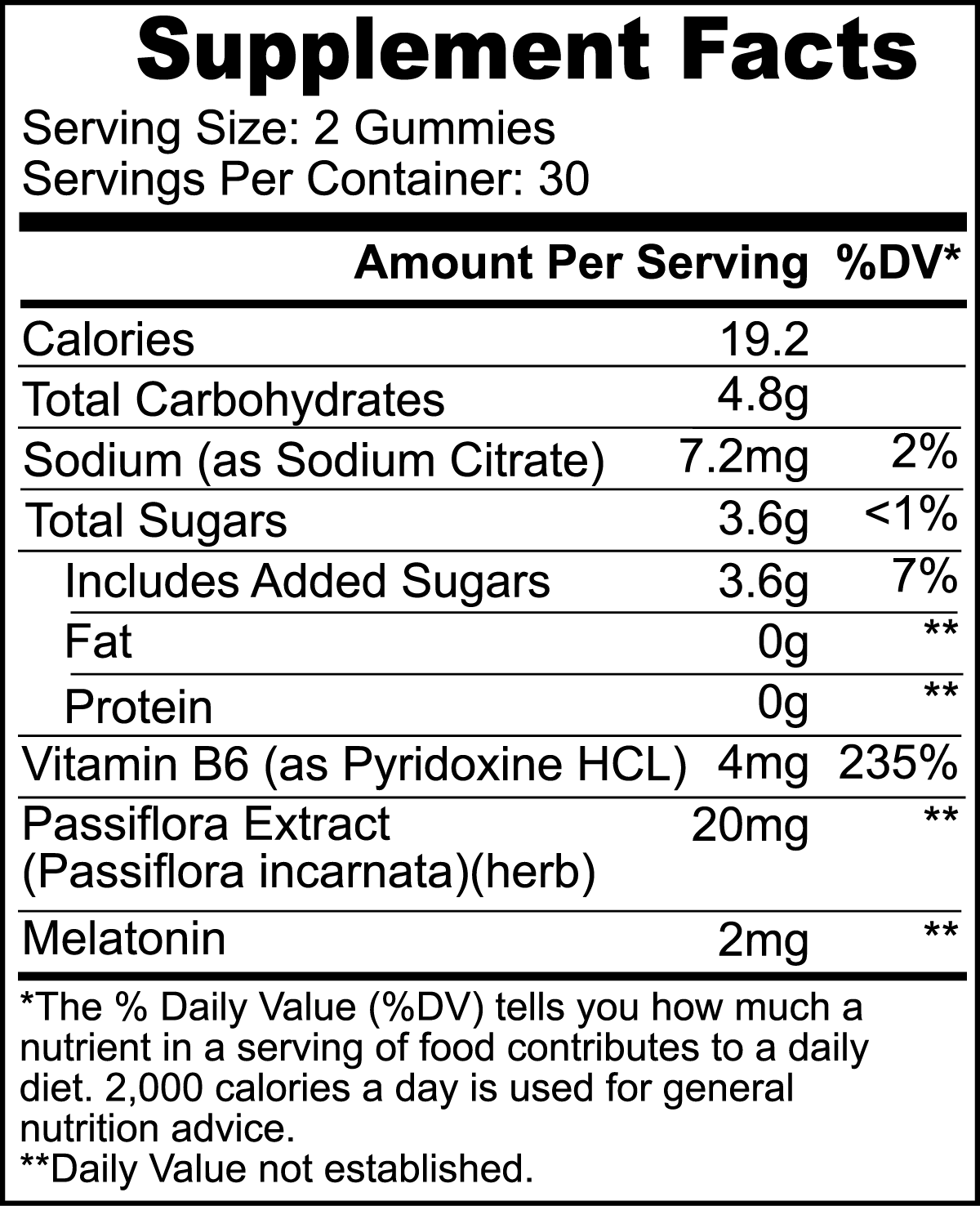 Supplement facts