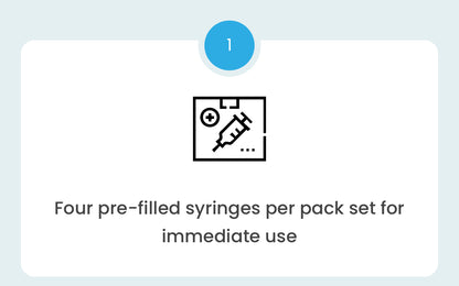 four pre-filled syringes per pack set for immediate use